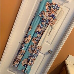 BCBG MaxAzria Floral Maxi Dress in Blue and Cream
